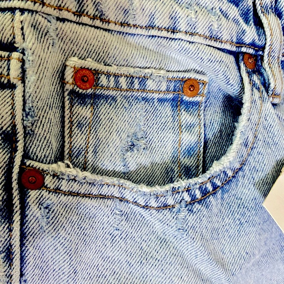 ZARA High RISE Cropped Straight Fit Raw Hem 5-Pocket Women’s Jeans Sz 40 (US 8) - Picture 4 of 11